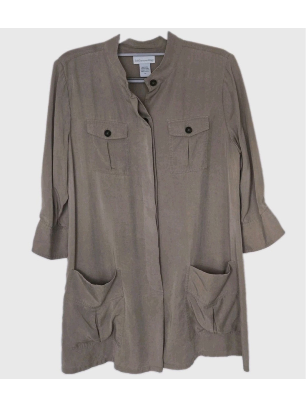 Soft Surroundings Tan Brown Button Down Shirt PM